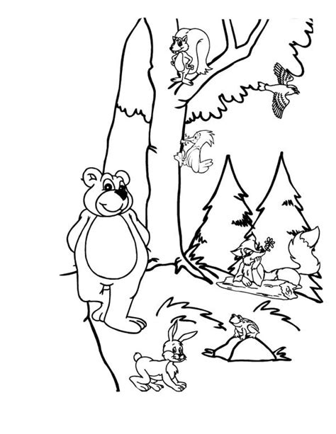 forest animals picture coloring page  kids coloring sky