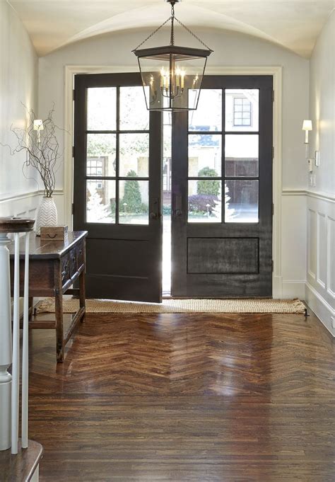 double front door  paneled windows  gorgeous hardwood floors evensen design home door
