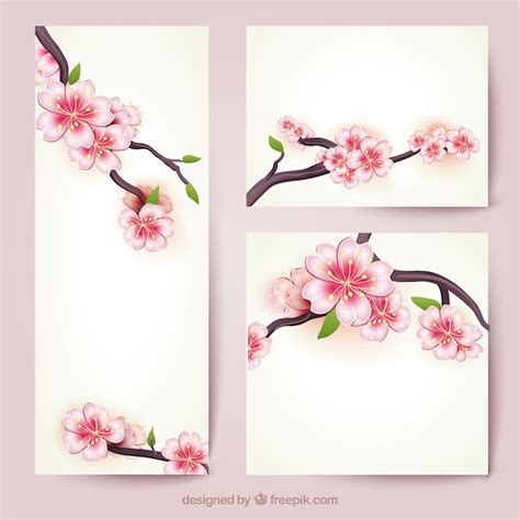 vector banners  cherry blossoms
