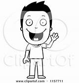 Boy Waving Happy Clipart Cartoon Cory Thoman Idea Outlined Coloring Vector Without Royalty Collc0121 Protected Clipartof sketch template