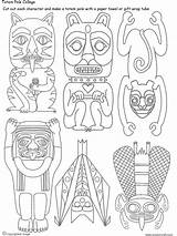 Totem Pole Drawing Coloring Native Poles Pages American Eagle Animal Clipart Draw Sketch Tribal Symbols Designs Continent Collection Drawings Northwest sketch template