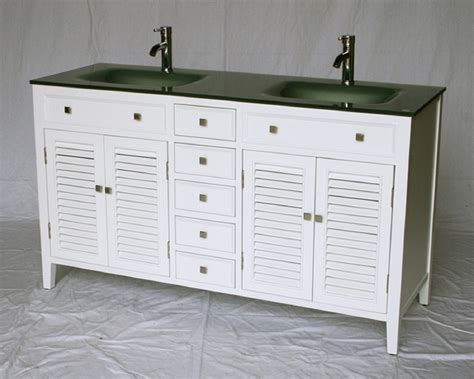 bathroom vanity glass top double sink white color sg
