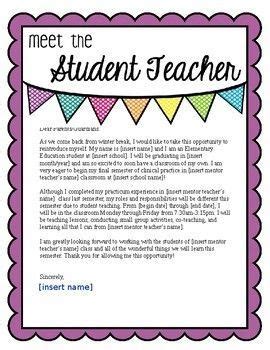 student teacher letter  parents student teacher