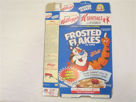 kelloggs empty cereal box  frosted flakes grant hill pyramid  oz