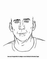 Cage Nicolas Colouring Pages sketch template
