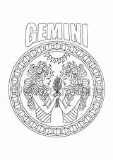 Gemini Zodiac Signos Zodiaco Zodiaque Colouring Horoscope Challenge Signe Aries sketch template