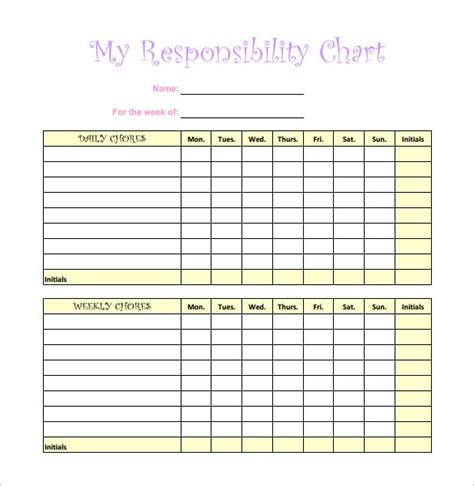 responsibility chart  printable