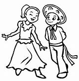 Dancing Mexican Coloring Pages Couple Dress Drawing Girl Color Drawings Getdrawings sketch template