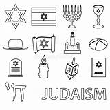 Simboli Religione Judaism Vektorsatz Vettore Profilo Giudaismo Religion Ikonen Eps10 Kreis Nahtloses sketch template