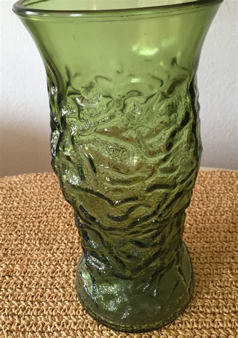Large E O Brody Green Glass Vase Etsy