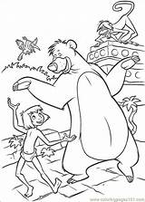 Coloring Jungle Book Pages Baloo Mowgli Dancing sketch template