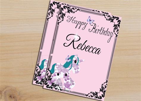 unicorn birthday card printable etsy unicorn birthday cards