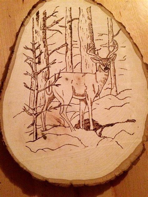deer decor woodburning  deer   woods  tree stump etsy wood