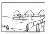 Beach Drawing Draw Huts Hut Step Tutorials Learn Paintingvalley Beaches Tutorial sketch template