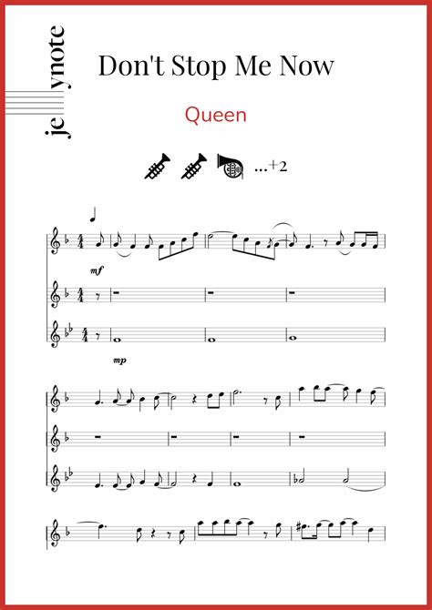 queen don t stop me now brass quintet sheet music jellynote