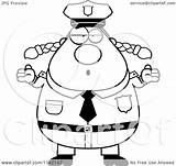 Chubby Police Woman Careless Shrugging Clipart Cartoon Thoman Cory Outlined Coloring Vector Surprised sketch template