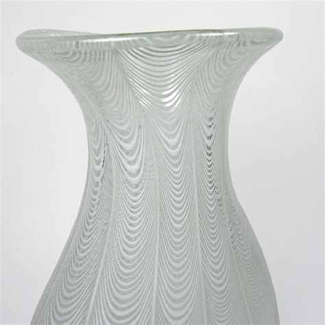 Massive Murano White Filigree Handblown Glass Vase