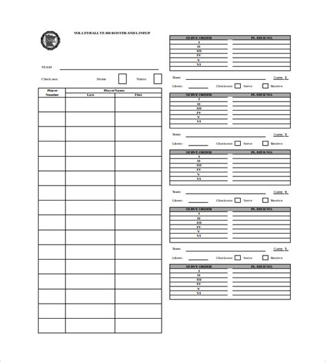 sample volleyball roster templates  ms word google docs