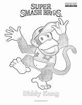 Diddy Donkey Smash Bros Colouring sketch template
