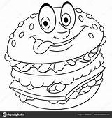 Hamburger Burger Cheeseburger Colouring Brillant Frites Coloration sketch template