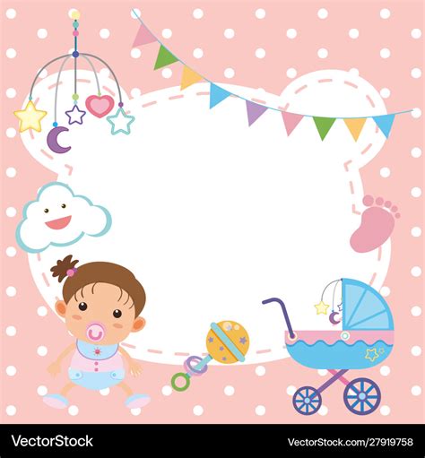 frame template design  baby girl royalty  vector
