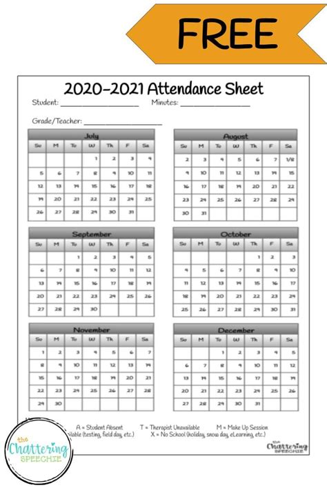 attendance calendar  template