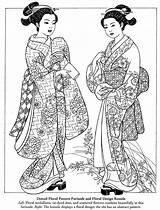 Coloring Pages Japanese Kimono Asian Clip Dover Culture Kimonos Adult Vintage Oriental Japan Embroidery Book Musings Inkspired Publications People Chinese sketch template