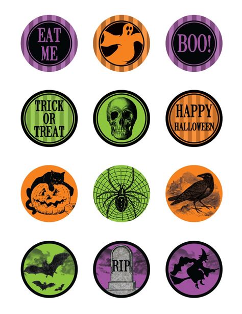 printable halloween cupcake toppers party decor decoration etsy