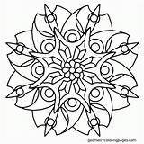Mandala Coloring Flower Pages Printable Geometry Simple Mandalas Blade Drawing Patterns Colouring Easy Abstract Color Nature Sacred Kids Floral Geometric sketch template