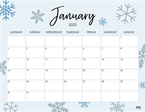 january printable calendar