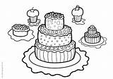Pastries Cakes Coloring Pages Print sketch template