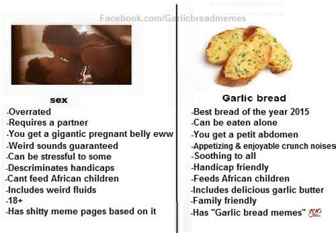 yeah sex is cool but have you ever had garlic bread