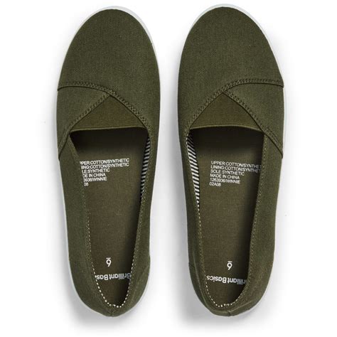 brilliant basics womens canvas slip ons khaki big