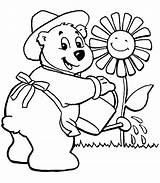Coloring Pages Kids Garden Gardening Flower Bears Watering Dq Coloringhome Comments sketch template