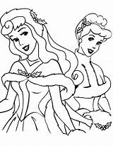 Coloring Aurora Cinderella Princess Disney Princesses sketch template