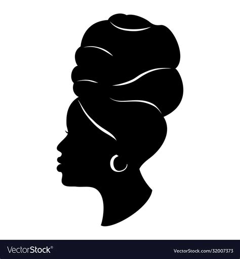 silhouette african american woman in a head wrap vector image