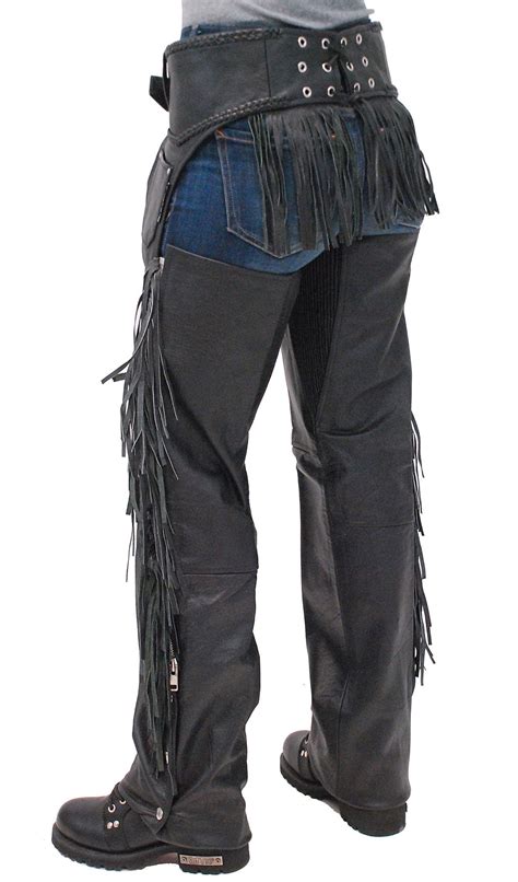 rear fringed western chaps welastic thigh cef jamin leather