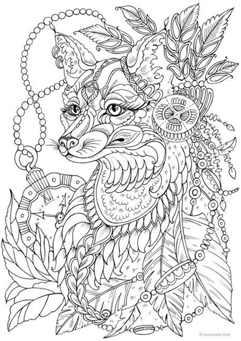 fantasy fox printable adult coloring page  favoreads etsy scary