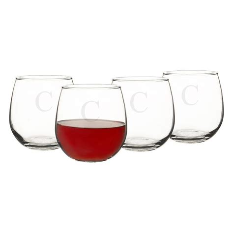 personalized stemless red wine glasses set of 4 red