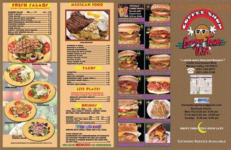 menu  burger town usa restaurant moreno valley california  zmenu