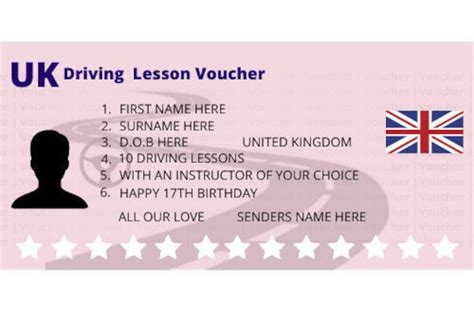 voucher template driving lesson voucher driving gift  birthday