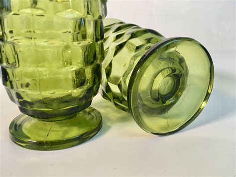 Vintage Set Of 4 Whitehall Juice Glasses Green Avocado By Colony