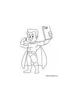 Selfie Taking Coloring Superboy sketch template