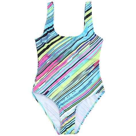 Colorful Strips Sexy Sport Beach Women S Swimwear Multi Band Hollow