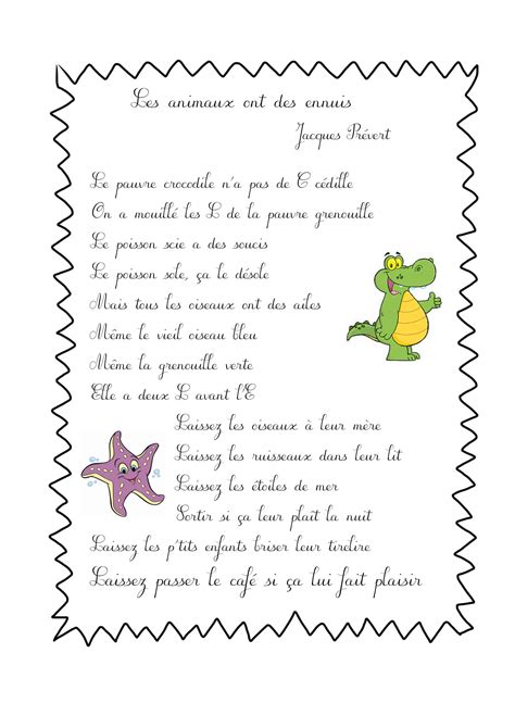 poesies  prevert jacques lecture comprehension ce comptines