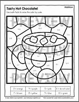 Winter Color Worksheets Subtraction Addition Number Pages sketch template