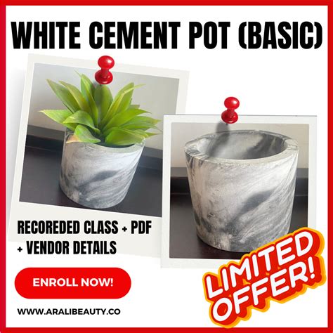 white cement pot basic arali workshops