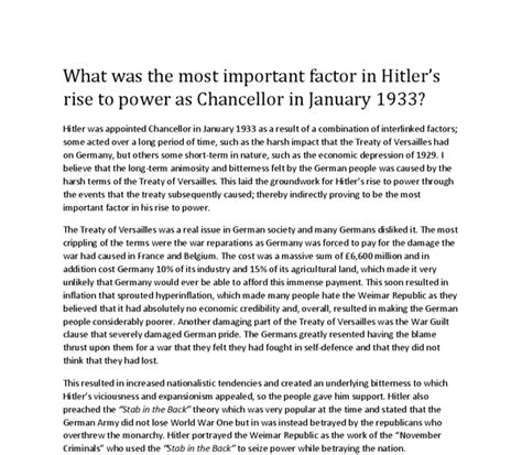what was the most important factor in hitlers rise to power as