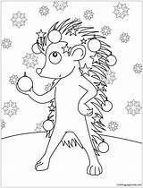 Christmas Hedgehog Pages Coloring Decorated Online Holidays Color Coloringpagesonly sketch template