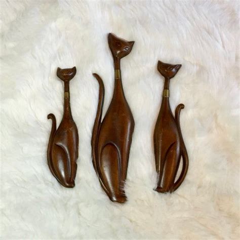 Sold Vintage Mid Century Sexton Siamese Cats Set Of 3 Wall Art Metal